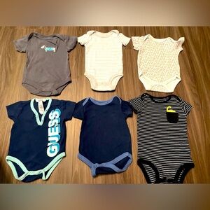 Guess and other Baby Bodysuit Collection - Blue, Gray, White, Black size 3/6M